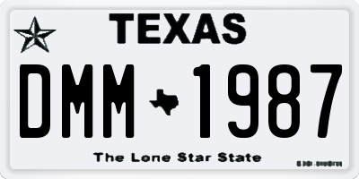 TX license plate DMM1987