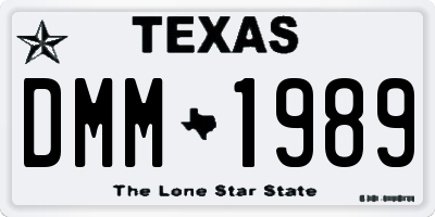 TX license plate DMM1989