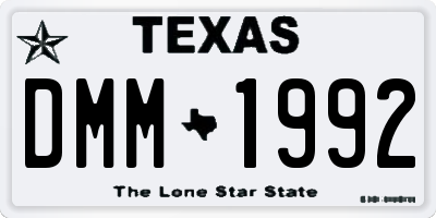 TX license plate DMM1992
