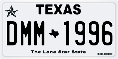 TX license plate DMM1996