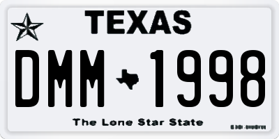 TX license plate DMM1998