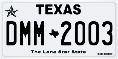 TX license plate DMM2003