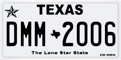 TX license plate DMM2006