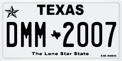 TX license plate DMM2007