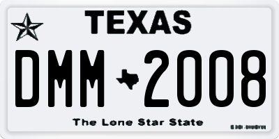 TX license plate DMM2008