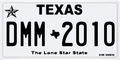 TX license plate DMM2010