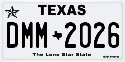 TX license plate DMM2026