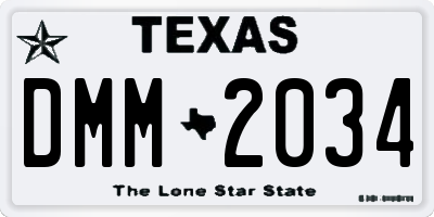 TX license plate DMM2034