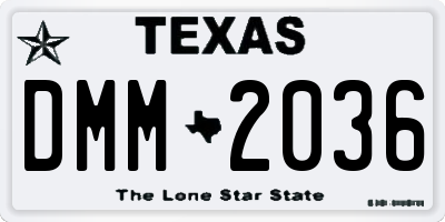 TX license plate DMM2036