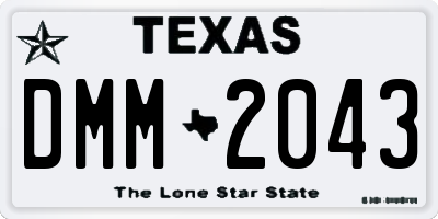 TX license plate DMM2043
