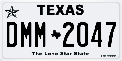 TX license plate DMM2047