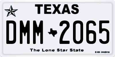 TX license plate DMM2065