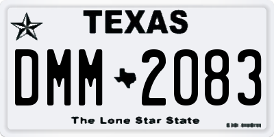 TX license plate DMM2083