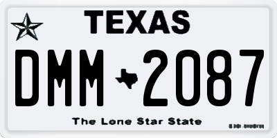TX license plate DMM2087