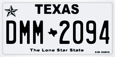 TX license plate DMM2094