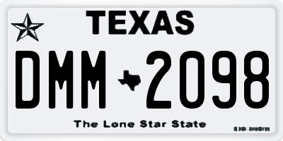 TX license plate DMM2098