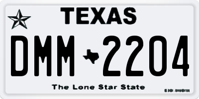 TX license plate DMM2204