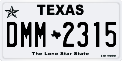 TX license plate DMM2315