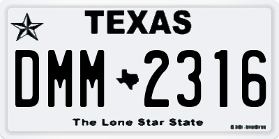 TX license plate DMM2316