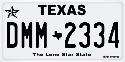TX license plate DMM2334