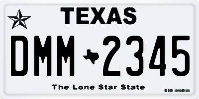 TX license plate DMM2345