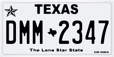 TX license plate DMM2347