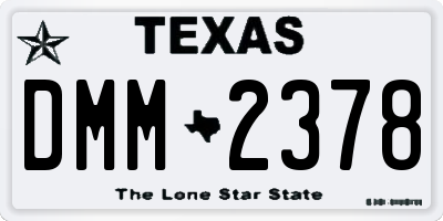 TX license plate DMM2378