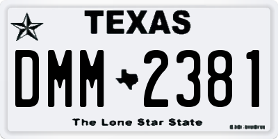 TX license plate DMM2381