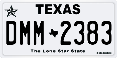 TX license plate DMM2383