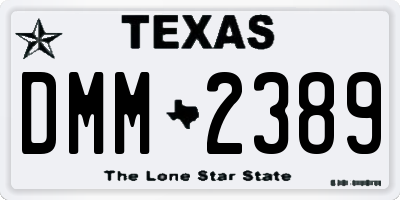 TX license plate DMM2389