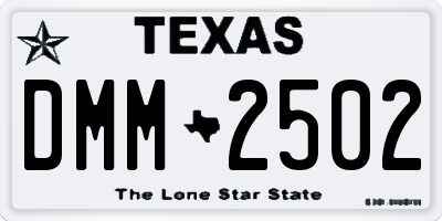 TX license plate DMM2502