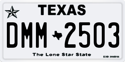 TX license plate DMM2503