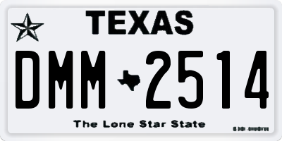 TX license plate DMM2514