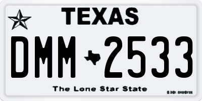 TX license plate DMM2533