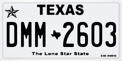 TX license plate DMM2603