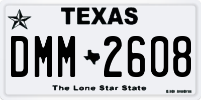 TX license plate DMM2608