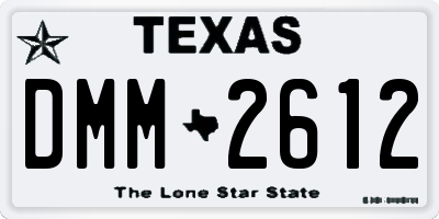 TX license plate DMM2612