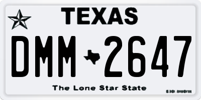 TX license plate DMM2647
