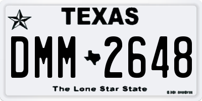 TX license plate DMM2648