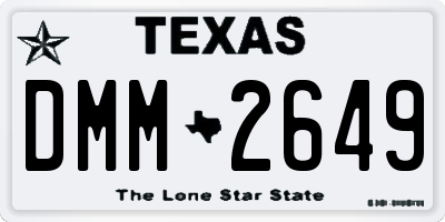 TX license plate DMM2649