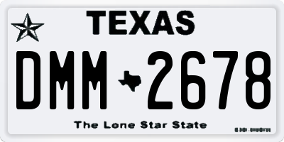 TX license plate DMM2678