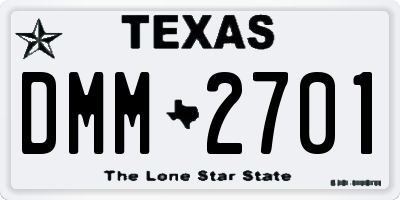 TX license plate DMM2701