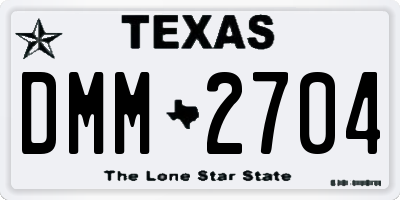 TX license plate DMM2704