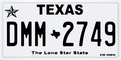 TX license plate DMM2749