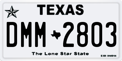 TX license plate DMM2803