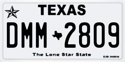 TX license plate DMM2809