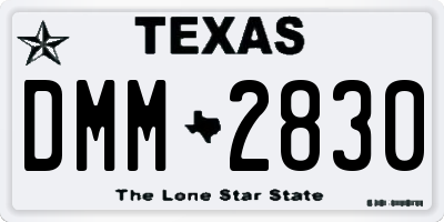 TX license plate DMM2830