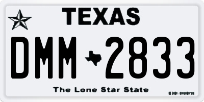 TX license plate DMM2833