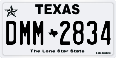 TX license plate DMM2834