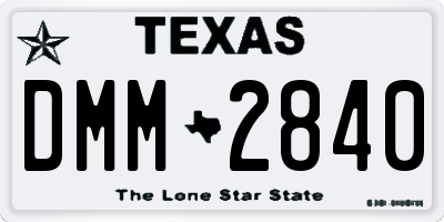 TX license plate DMM2840